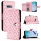 For Samsung Galaxy S10e Rhombic Texture Flip Leather Phone Case with Lanyard(Pink) - 1