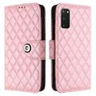 For Samsung Galaxy S20 Rhombic Texture Flip Leather Phone Case with Lanyard(Pink) - 2