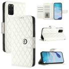For Samsung Galaxy S20+ Rhombic Texture Flip Leather Phone Case with Lanyard(White) - 1