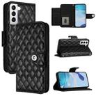 For Samsung Galaxy S21 5G Rhombic Texture Flip Leather Phone Case with Lanyard(Black) - 1