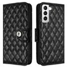 For Samsung Galaxy S21 5G Rhombic Texture Flip Leather Phone Case with Lanyard(Black) - 2