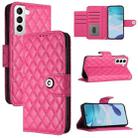 For Samsung Galaxy S21 5G Rhombic Texture Flip Leather Phone Case with Lanyard(Rose Red) - 1