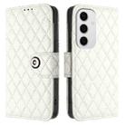 For Samsung Galaxy S24 FE 5G Rhombic Texture Flip Leather Phone Case with Lanyard(White) - 2