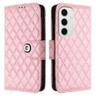 For Samsung Galaxy S24 FE 5G Rhombic Texture Flip Leather Phone Case with Lanyard(Pink) - 2