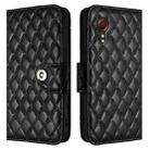For Samsung Galaxy Xcover 5 Rhombic Texture Flip Leather Phone Case with Lanyard(Black) - 2