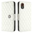 For Samsung Galaxy Xcover7 Rhombic Texture Flip Leather Phone Case with Lanyard(White) - 2