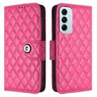 For Samsung Galaxy M14 5G Global  Rhombic Texture Flip Leather Phone Case with Lanyard(Rose Red) - 2