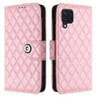 For Samsung Galaxy M32 4G / M22 Rhombic Texture Flip Leather Phone Case with Lanyard(Pink) - 2