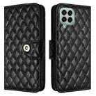 For Samsung Galaxy M33 5G Global Rhombic Texture Flip Leather Phone Case with Lanyard(Black) - 2