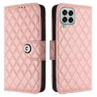 For Samsung Galaxy M33 5G Global Rhombic Texture Flip Leather Phone Case with Lanyard(Coral Pink) - 2