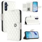 For Samsung Galaxy M54 / F54 5G Rhombic Texture Flip Leather Phone Case with Lanyard(White) - 1