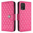 For Samsung Galaxy M62 / F62 Rhombic Texture Flip Leather Phone Case with Lanyard(Rose Red) - 2