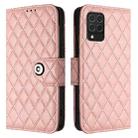 For Samsung Galaxy M62 / F62 Rhombic Texture Flip Leather Phone Case with Lanyard(Coral Pink) - 2