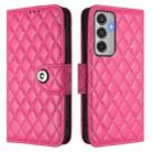 For Samsung Galaxy M35 Rhombic Texture Flip Leather Phone Case with Lanyard(Rose Red) - 2