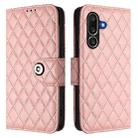 For Samsung Galaxy M56 5G Rhombic Texture Flip Leather Phone Case with Lanyard(Coral Pink) - 2