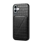 For iPhone 16 Imitation Crocodile Leather Back Phone Case with Holder(Black) - 1