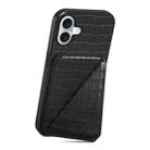 For iPhone 16 Imitation Crocodile Leather Back Phone Case with Holder(Black) - 3