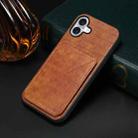 For iPhone 16 Imitation Crocodile Leather Back Phone Case with Holder(Brown) - 2