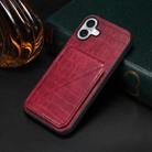 For iPhone 16 Imitation Crocodile Leather Back Phone Case with Holder(Rose Red) - 2