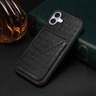 For iPhone 16 Plus Imitation Crocodile Leather Back Phone Case with Holder(Black) - 2