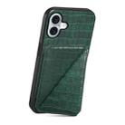 For iPhone 16 Plus Imitation Crocodile Leather Back Phone Case with Holder(Green) - 3