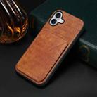 For iPhone 16 Plus Imitation Crocodile Leather Back Phone Case with Holder(Brown) - 2