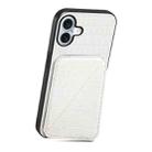 For iPhone 16 Plus Imitation Crocodile Leather Back Phone Case with Holder(White) - 3