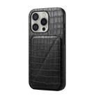 For iPhone 16 Pro Imitation Crocodile Leather Back Phone Case with Holder(Black) - 1