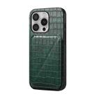 For iPhone 16 Pro Imitation Crocodile Leather Back Phone Case with Holder(Green) - 1