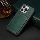 For iPhone 16 Pro Imitation Crocodile Leather Back Phone Case with Holder(Green) - 2