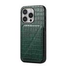 For iPhone 16 Pro Max Imitation Crocodile Leather Back Phone Case with Holder(Green) - 1