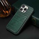 For iPhone 16 Pro Max Imitation Crocodile Leather Back Phone Case with Holder(Green) - 2