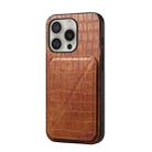 For iPhone 16 Pro Max Imitation Crocodile Leather Back Phone Case with Holder(Brown) - 1