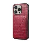 For iPhone 16 Pro Max Imitation Crocodile Leather Back Phone Case with Holder(Rose Red) - 1