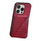 For iPhone 16 Pro Max Imitation Crocodile Leather Back Phone Case with Holder(Rose Red) - 3