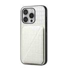 For iPhone 16 Pro Max Imitation Crocodile Leather Back Phone Case with Holder(White) - 1