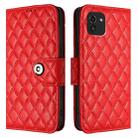 For Samsung Galaxy A03 166mm Rhombic Texture Flip Leather Phone Case with Lanyard(Red) - 2