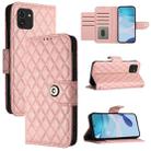 For Samsung Galaxy A03 166mm Rhombic Texture Flip Leather Phone Case with Lanyard(Coral Pink) - 1