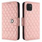 For Samsung Galaxy A03 166mm Rhombic Texture Flip Leather Phone Case with Lanyard(Coral Pink) - 2