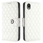 For Samsung Galaxy A04 Core / A03 Core Rhombic Texture Flip Leather Phone Case with Lanyard(White) - 2