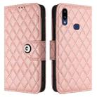 For Samsung Galaxy A10s / M01s Rhombic Texture Flip Leather Phone Case with Lanyard(Coral Pink) - 2