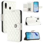 For Samsung Galaxy A20 / A30 / M10s Rhombic Texture Flip Leather Phone Case with Lanyard(White) - 1