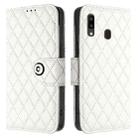 For Samsung Galaxy A20 / A30 / M10s Rhombic Texture Flip Leather Phone Case with Lanyard(White) - 2