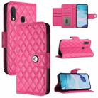 For Samsung Galaxy A20e / A10e Rhombic Texture Flip Leather Phone Case with Lanyard(Rose Red) - 1