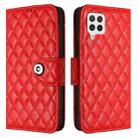 For Samsung Galaxy A22 4G Rhombic Texture Flip Leather Phone Case with Lanyard(Red) - 2