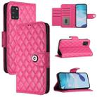 For Samsung Galaxy A31 Rhombic Texture Flip Leather Phone Case with Lanyard(Rose Red) - 1