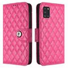 For Samsung Galaxy A31 Rhombic Texture Flip Leather Phone Case with Lanyard(Rose Red) - 2
