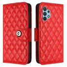 For Samsung Galaxy A32 4G Rhombic Texture Flip Leather Phone Case with Lanyard(Red) - 2