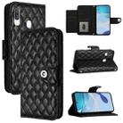 For Samsung Galaxy A40 Rhombic Texture Flip Leather Phone Case with Lanyard(Black) - 1