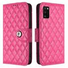For Samsung Galaxy A41 Rhombic Texture Flip Leather Phone Case with Lanyard(Rose Red) - 2